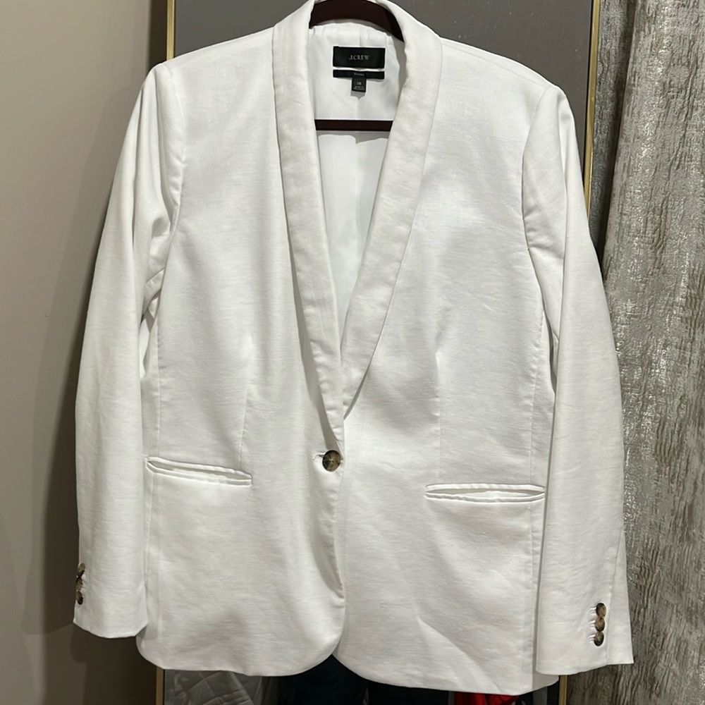 JCREW Parke Linen Blazer White